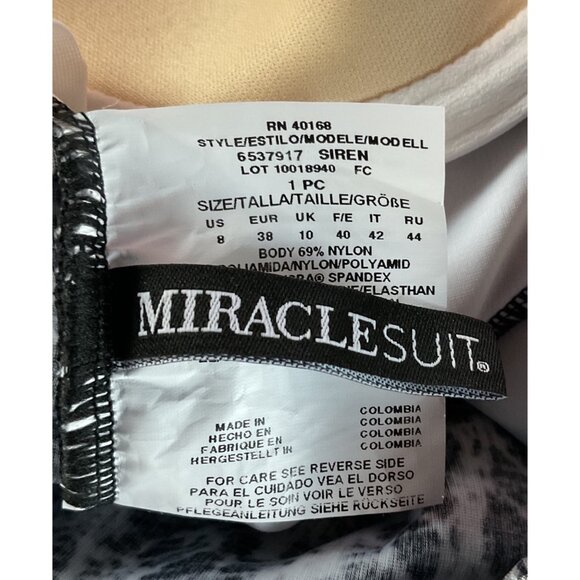 NWT Miraclesuit Chevron Python Siren 1PC Womens Swimsuit L Adjustable Straps NEW - Picture 9 of 14